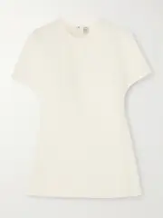 [TOTEME] TOTEME - Paneled Wool And Silk-blend Top - Cream - DK40 DK 40 Cream