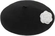 [PURFANREE] Women Winter Elegant Flowers Beret Wool French Beanie Hat Artist Painter Hats Cap