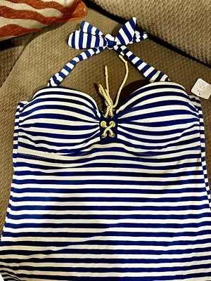 MSRP $70Jessica Simpson Striped Underwire Halter Tankini Padded Push Up Top NWT