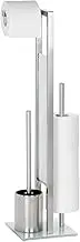 Wenko Rivalta Free Standing 3 Piece Bathroom Accessory, Brush Tissue Roll Holder, Paper Dispenser, Toilet Set, Chrome Matt, 27.55 x 7.08 x 7.87 inc, 18 x 19 x 69 cm