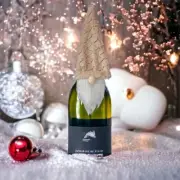 Bottle Topper Christmas Gnome Tree Topper Tan Hat White Beard Dwarf Table Decor