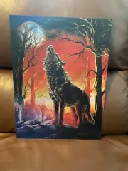LENTICULAR 3D PICTURE WOLF HOWLING NEW 15 1/2" x 12 1/2"