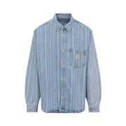 [Carhartt Wip] Carhartt Wip-Rylan Stripe Blue Cotton Shirt Jacket-Uomo M STAND