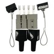2 x 50 amp Anderson Plug Grey with 2 x 2pc Dust Cover Kit Black Top / Bottom Wire Cable
