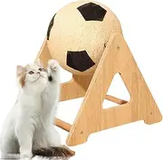 Sisal Cat Scratching Toy, Wood Scratcher Post with Rotatable Ball Interactive Cat Scratching Ball Cats Furniture for Indoor Cats