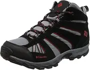 [Columbia] Kids' Youth North Plains Mid Waterproof Hiking Boot, Grey Ash/Mountain Red, 1 M US Big Kid