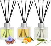 Aeeteek 3-Pack Reed Diffuser Set, 100ml Linen/Citrus/Bamboo White Tea Scented Oil, Aroma Essential Oils with Diffuser Sticks, Long Lasting Bathroom Air Freshener, Home Fragrance for Room Decor
