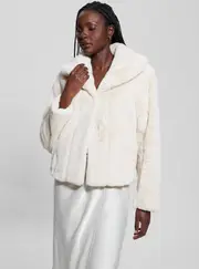 GUESS Women's Light Beige Oyster Sophy Jacket Size: Small, Polyester