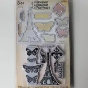 Sizzix Framelits Die Set 9PK w/Stamps FRENCH FLIGHT by Tim Holtz, Paris, RARE
