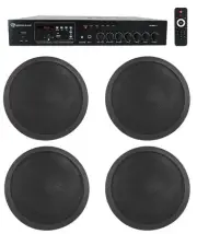 Rockville Commercial 70v Amp+(4) Black 5" Ceiling Speakers 4 Restaurant/Bar/Cafe