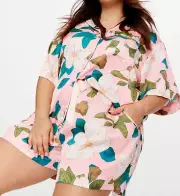 NEW PETER ALEXANDER MAGNOLIA FLORAL POLY SATIN SHORTIE SET PJ TOP SHORTS 2+ $129