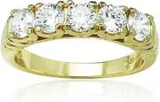 [Hoops & Loops] Sterling Silver Five Stone Eternity Ring Created with Swarovski Zirconia