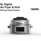 6L Stainless Steel Digital 2 in 1 Air Fryer Grill Multi Cooker Kitchen 1660W