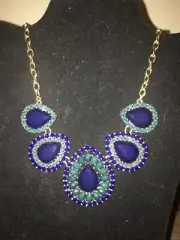 Blue and green Statement bib necklace set