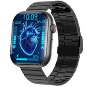 2.1 Inch Screen Smart Watch With Blood Sugar / Blood Oxygen Monitoring / Sos Alarm / 100+ Sports Modes Black 3 Bead Steel Black Bamboo Smart Watches