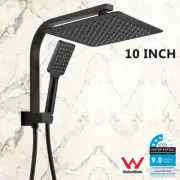 Black 10'' Square Rain Shower Head Hand Held Wall Arm Diverter 2 In 1 Set DIY