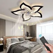 Ventiladores de techo de perfil bajo con luces, 27,2" negro moderno regulable