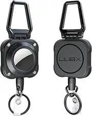 LIUGX 2-Pack Airtag Retractable Keychain, Airtag Holder, Badge Reel with 31.5” Wire Rope, 10,000+ Rebound, 8oz, Easy Installation, Protective Air Tag Case for Badge Holder, Keys, Luggage