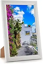 MOUDAMION 6x9 Wood Frame White, Natural Woodgrain 9x6in Picture Frame, Rustic Wooden 6 x 9 inch Gallery Photo Poster Frame with HD Plexiglass, Horizontal Vertical Wall Mounting Tabletop Display 1Pcs