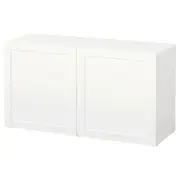 BESTÅ shelf unit with doors, white/Hanviken white, 120x42x64 cm