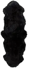 100% Genuine Sheepskin Lambskin Rug Wool Double L Black