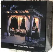 LED Outdoor String Lights 50Ft G40 Globe Patio Lights PLASTIC Bulbs w/Hang Clips