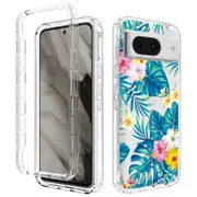 Clear Phone Case for Google Pixel 8,PC Frame + TPU Protective Phone Cover - Plantain Leaf