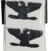 Rank Insignia Pin Set: Colonel (O-6) - Subdued Black Metal, 1-1/5"W x 3/4"H, NIP