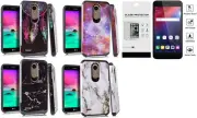For LG Xpression Plus (2018) LM-X410ASR Slim Hybrid Cover Case + Tempered Glass
