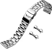 [Kai Tian] 20 mm 22 mm Stainless Steel Bracelet Silver Gold Men Women Elbow Straight Double Folding Clasp Safety Folding Clasp Silver Gold
