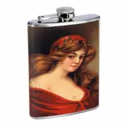 Vintage Gypsy Woman D1 Flask 8oz Stainless Steel Hip Drinking Whiskey