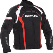 Richa Falcon 2 waterproof Motorcycle Textile Jacket, black-white-red, Size 2XL for Men Black White Red
