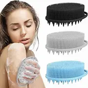 Silicone Loofah Silicone Body Scrubber Silicone Face Scrubber Exfoliating Body Scrubber Shower Scrubber Body Silicone Loofah Men Face Brush Body Brush Loofah Back Scrubber Body Care Skin Scrubber 3PCS
