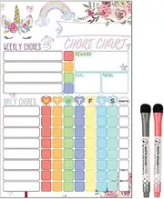 Magnetic Task Chart - Dry Erase Behavior Charts, Reward Charts for Kids | Weekly Visual Schedule Diagram with 2 Markers, Magnetic Fridge Calendar, Bel