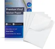 Avarrix Australia Printable Vinyl Sticker Paper for Inkjet Laser Printer, Glossy White, 20 Sheets, Waterproof Label Stickers, Printable Vinyl Sheets, Tear Resistant, Quick Dry Vibrant Colours, A3 Size