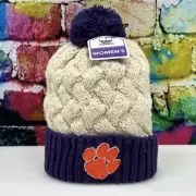 Clemson Tigers Women's Winter Hat Cuffed Pom Knit Beanie Warm Cozy Football NEW!