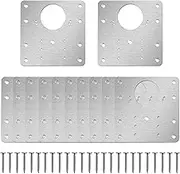 AcbbMNS 12Pcs Cabinet Hinge Repair Plates with 72 Mounting Screws, Stainless Steel Hinge Fixing Plate Bracket for Kitchen Wood Furniture Drawer Wardrobe Door (12 Hinge Repair Plates)