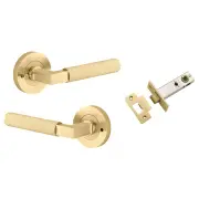 Brunswick Lever Round Rose Privacy Kit (Inbuilt Privacy) Brushed Gold PVD