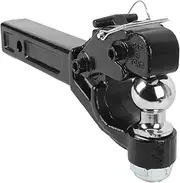 8-Ton Pintle Hitch Receiver with 2 Inch Ball, 16000lbs, High Strength Steel Pintle Hook Hitch for Car SUV Pickup Truck RV, 15in Length, Black Powder Coat