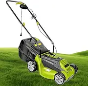 13-Inch Push Lawn Sweeper, Corded Electric Dethatcher, Strong Rubber Wheels & Adjustable Mowing Height, Lightweight Walk-Behind Lawn Mower Clear,forGarden, Lawn, Football Field