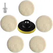 IPELY 7 Pcs 3 Inch Wool Polisher Buffing Wheel Small Buffing Pads for Drill Buffer Attachment with M10 Drill Adapter (3inWool7P)