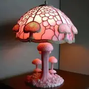 Table Lamp Stained Glass Mushroom Night Light Bedroom Living Room Office Home Decoration Christmas Gift Art