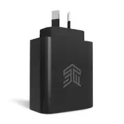 STM GaN 65W Dual Port USB-C and USB-A Power Adapter - Black