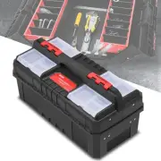 20" 2-Layer Multi-Function Folding Plastic Tools Box Workshop Organizer Red