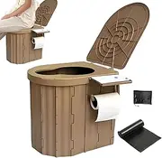 Portable Potty for Adults | Foldable Bedside Commode with Lid,Reusable Vehicle Commode, Large Capacity Travel Supplies for Outdoor