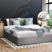 Oikiture Bed Frame Double Size Gas Lift Base With Storage