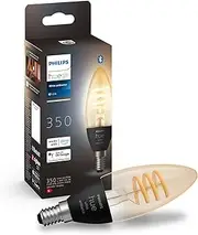 Philips Hue Filament Candle White Ambiance LED Smart Light Bulb E14 Small Edison Screw 4.9W for Indoor Home Lighting. Bedroom