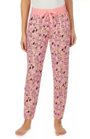 Womens SNOOPY & Woodstock PEANUTS Pajama Lounge Pants S M Sleep Jogger