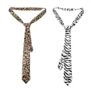 Pack of 2 Men's Animal Print Ties Cool Cheetah Leopard Zebra Tie
