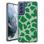 For Samsung Galaxy S20 S21 S23 S24 FE 5g TPU Case+Glass(Cow Skin Green)